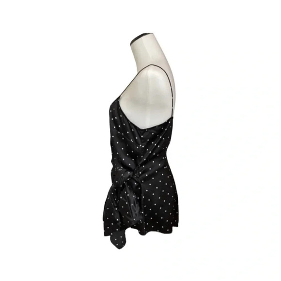 Thurley SILK Polka Dot Tank Top Spaghetti Straps Black White Wrap V-neck Sz 10 - Picture 4 of 15